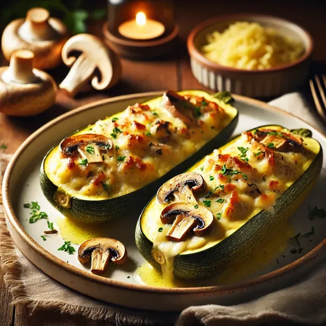 Courgettes Farcies au Fromage et Champignons