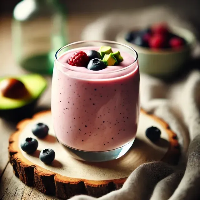 Smoothie framboises et avocats kéto