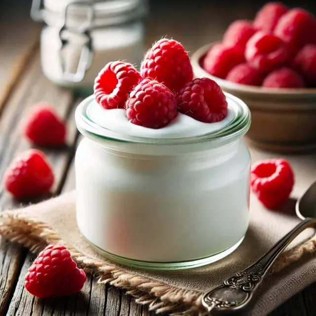 Yaourt de Chèvre avec Coulis de Fruits Rouges