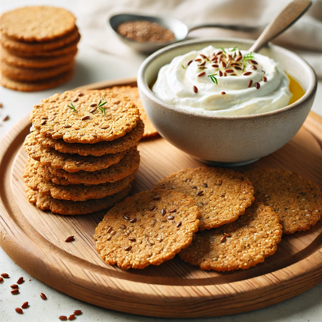 Crackers aux Graines de Lin avec Fromage à Tartiner