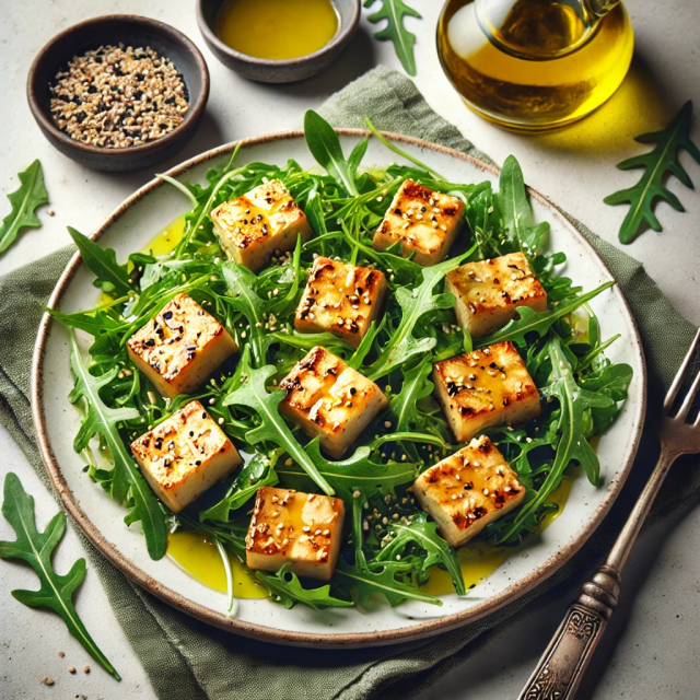 Salade de roquette et tofu grillé kéto